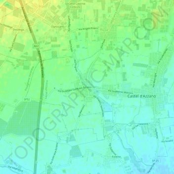Mapa topográfico Azzano, altitude, relevo