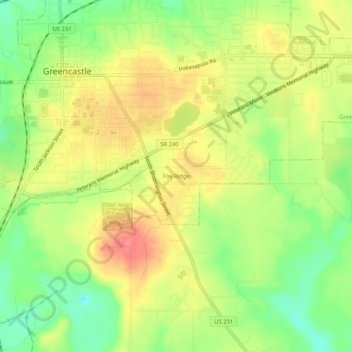 Mapa topográfico Fox Ridge, altitude, relevo