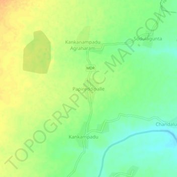 Mapa topográfico Papireddipalle, altitude, relevo