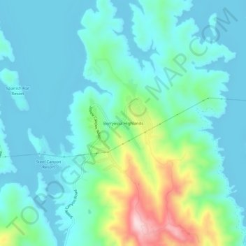 Mapa topográfico Berryessa Highlands, altitude, relevo