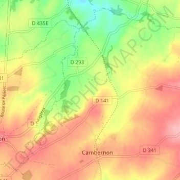 Mapa topográfico La Fillastrerie, altitude, relevo