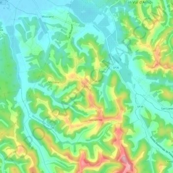 Mapa topográfico Marti, altitude, relevo
