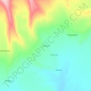 Mapa topográfico Callapa, altitude, relevo