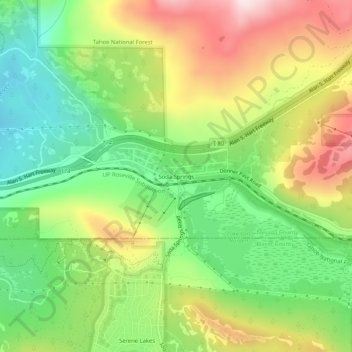 Mapa topográfico Soda Springs, altitude, relevo