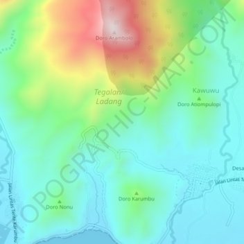 Mapa topográfico Langgudu, altitude, relevo