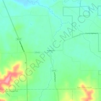 Mapa topográfico Shamrock, altitude, relevo