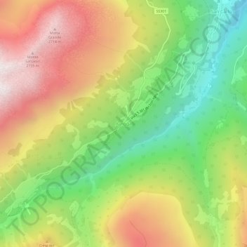 Mapa topográfico Arnoga, altitude, relevo