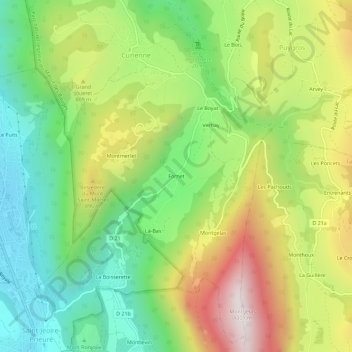 Mapa topográfico Fornet, altitude, relevo