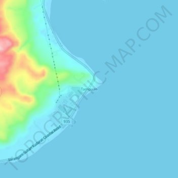Mapa topográfico Tampuan, altitude, relevo