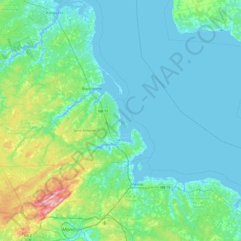 Mapa topográfico Surette Island, altitude, relevo