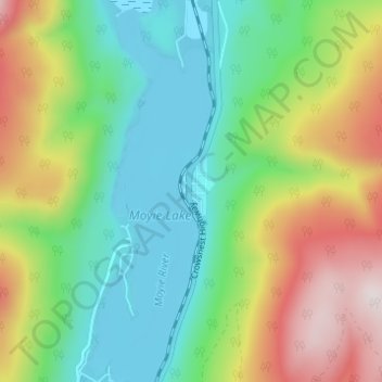 Mapa topográfico Moyie, altitude, relevo