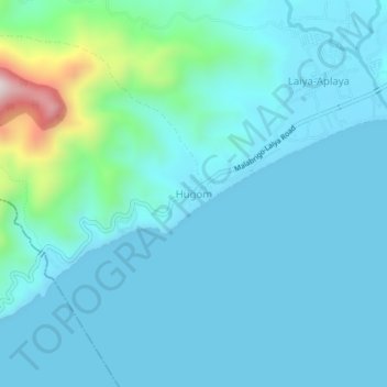 Mapa topográfico Hugom, altitude, relevo