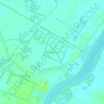 Mapa topográfico Belading, altitude, relevo
