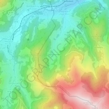 Mapa topográfico Oberbreitenbach, altitude, relevo