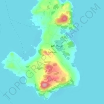 Mapa topográfico Isla Huapi, altitude, relevo