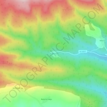 Mapa topográfico Argañoso, altitude, relevo
