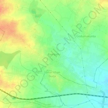 Mapa topográfico Rampally, altitude, relevo