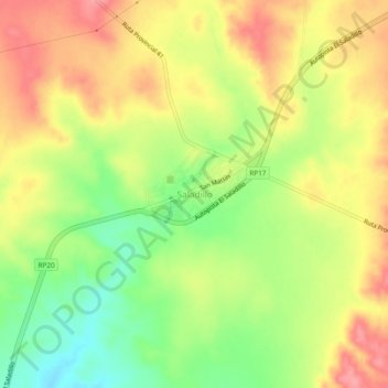 Mapa topográfico Saladillo, altitude, relevo