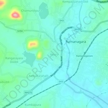 Mapa topográfico Aijuru, altitude, relevo