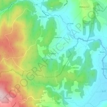 Mapa topográfico Besses, altitude, relevo