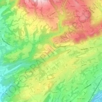 Mapa topográfico Antole, altitude, relevo