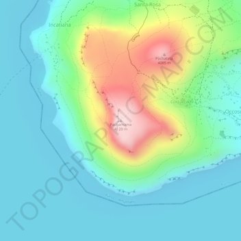 Mapa topográfico Pachamama, altitude, relevo