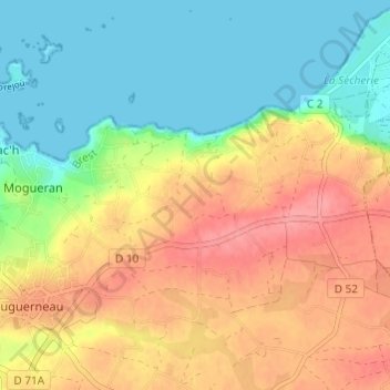 Mapa topográfico Mezeozen, altitude, relevo