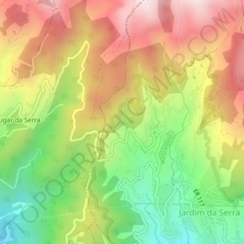 Mapa topográfico Achada do Jardim, altitude, relevo