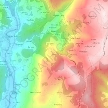 Mapa topográfico Osmo, altitude, relevo
