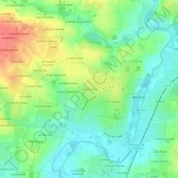Mapa topográfico La Renaudais, altitude, relevo