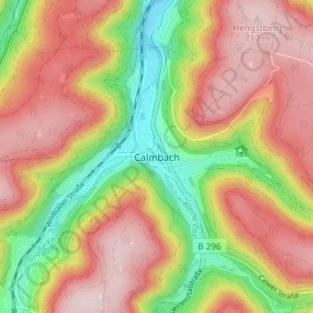 Mapa topográfico Calmbach, altitude, relevo