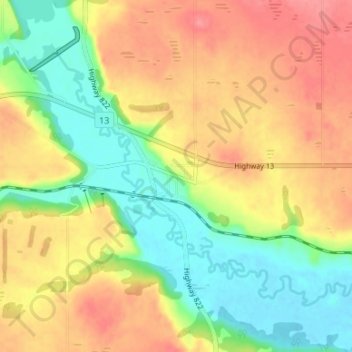 Mapa topográfico Gwynne, altitude, relevo