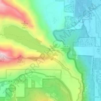 Mapa topográfico Echo Lake, altitude, relevo