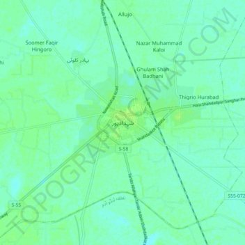 Mapa topográfico Shahdadpur, altitude, relevo