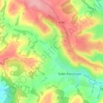 Mapa topográfico Lower Kingcombe, altitude, relevo