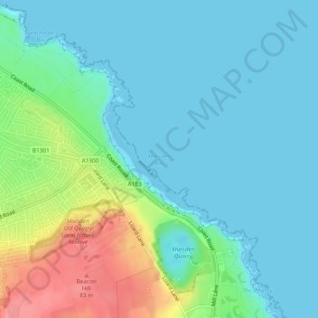 Mapa topográfico Marsden Bay, altitude, relevo
