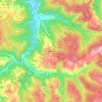 Mapa topográfico Lalaurie, altitude, relevo