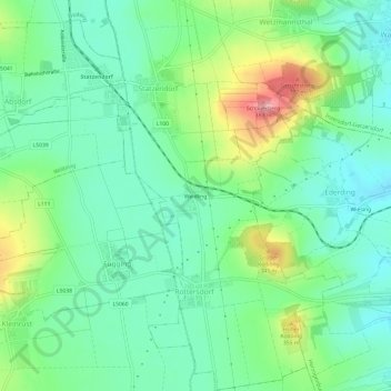 Mapa topográfico Weidling, altitude, relevo