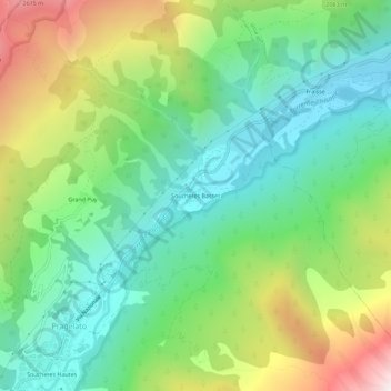 Mapa topográfico Soucheres Basses, altitude, relevo