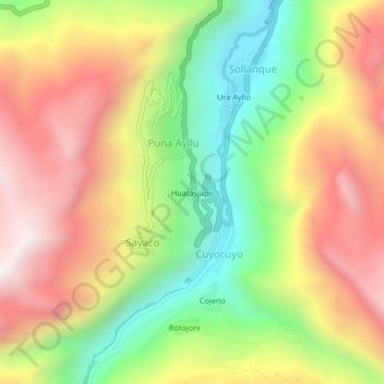 Mapa topográfico Huatasjapo, altitude, relevo