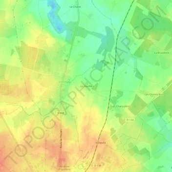 Mapa topográfico La Touche, altitude, relevo