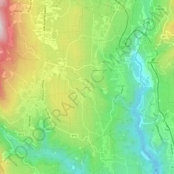 Mapa topográfico Pavillo, altitude, relevo