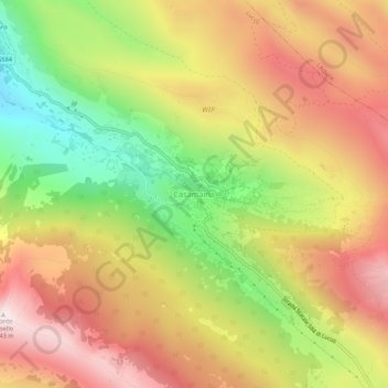 Mapa topográfico Casamaina, altitude, relevo