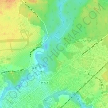 Mapa topográfico Nonères, altitude, relevo