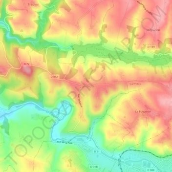 Mapa topográfico Canitrot, altitude, relevo