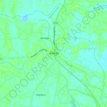 Mapa topográfico Keshabpur, altitude, relevo