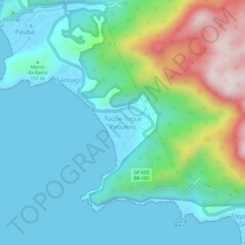 Mapa topográfico Toque-Toque Pequeno, altitude, relevo