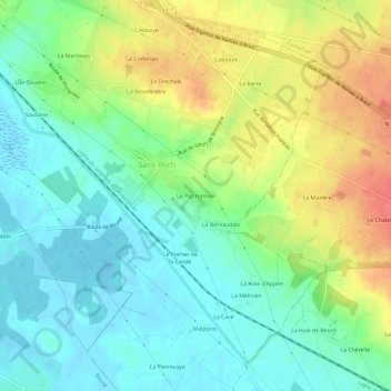 Mapa topográfico Le Pas Hamon, altitude, relevo
