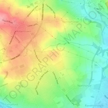 Mapa topográfico Crossley Hill, altitude, relevo
