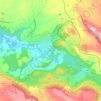 Mapa topográfico La Collonge, altitude, relevo